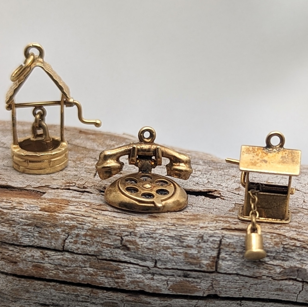 Set Of 3 Vintage 14K Yellow Gold Charms